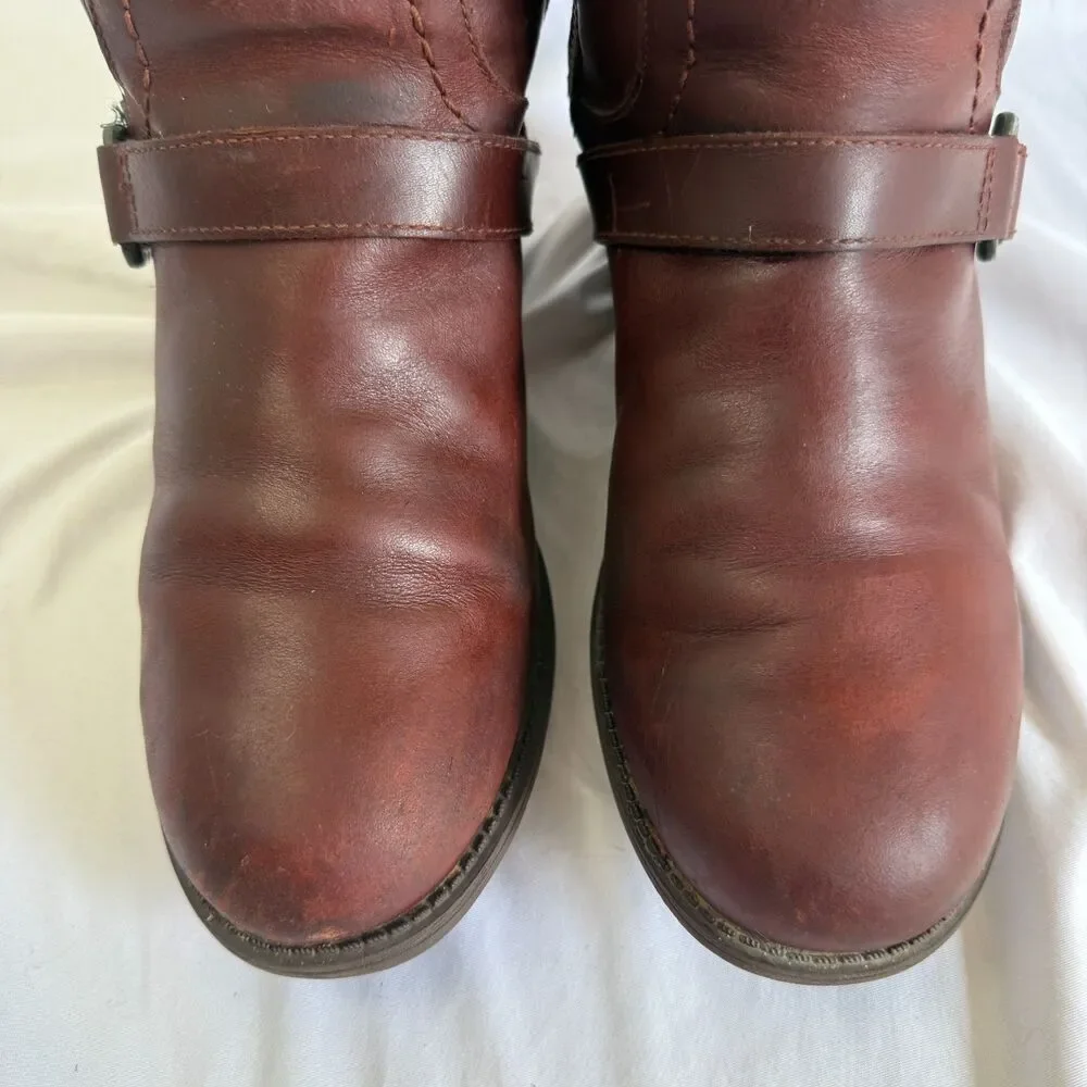 UGG Brown Red Dahlen Leather Womens Lined Equestrian Boots Winter 1006043 Size 7